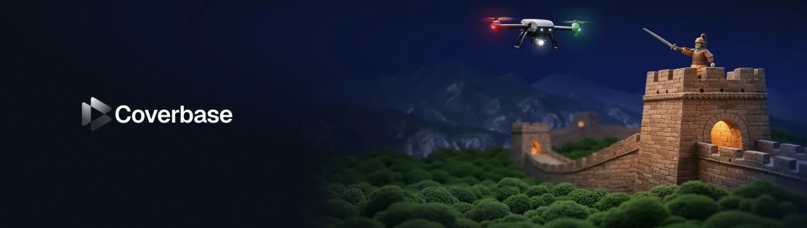 Great Wall watchtower with drone overhead, representing continuous third-party risk monitoring