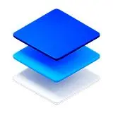Layered blue squares representing data layers